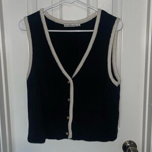 Black and White Buttoned Sweater Vest